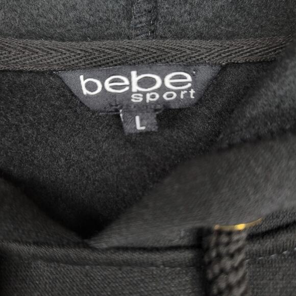 Bebe Sport Collegiate Hoodie Sweatshirt Black | Large - Picture 5 of 7